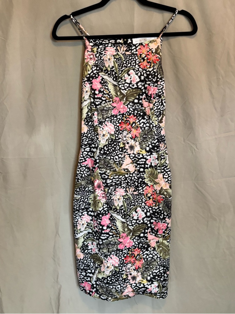 Floral Midi Slip Dress with Pink Accents